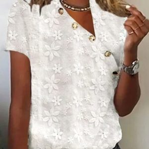 Floral Buttoned Loose Casual Shirt, Shirts & Blouses, color:White|size:XXL, JustFashionNow