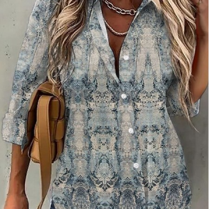 Vintage Shirt Collar Regular Fit Top, Shirts & Blouses, color:Gray|size:XXL, JustFashionNow