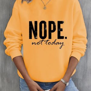 Casual Crew Neck Text Letters Sweatshirt, Hoodies & Sweatshirts, color:Orange|size:3XL, Noracora