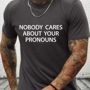 Men's Cotton Nobody Cares Crew Neck Casual T-Shirt, color:Deep Gray|size:3XL, Lilicloth.com
