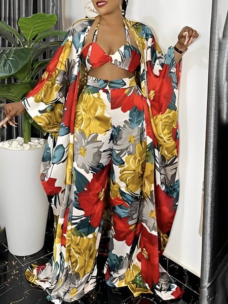 Oversize Floral Long sleeve Vacation Kimono, Kimonos, color:flower|size:XXL, Stylewe