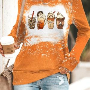 Knitted Loose Halloween Casual Shirt, Shirts & Blouses, color:Orange|size:XXL, JustFashionNow