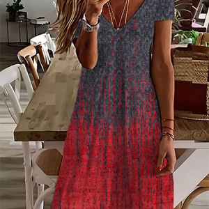 Casual Ethnic Dress, Short, color:Red|size:XXL, Noracora