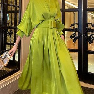 Plus Size Shirt Collar Regular Fit Elegant Dress, Plus Dresses, color:Green|size:4X, Stylewe