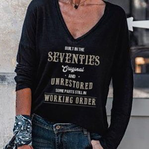 Loose Knitted V Neck Casual T-Shirt, T-Shirts, color:Black|size:XXL, JustFashionNow