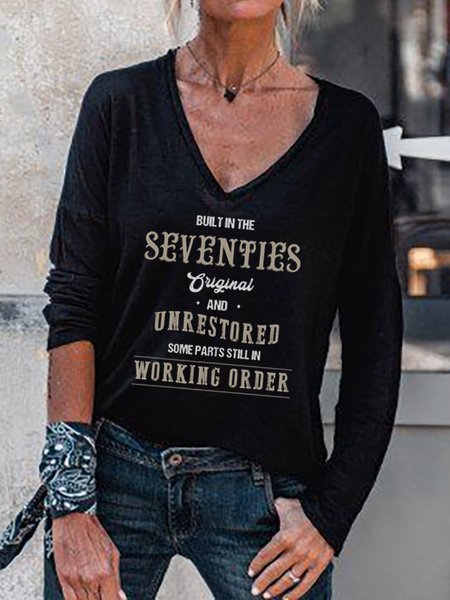 Loose Knitted V Neck Casual T-Shirt, T-Shirts, color:Black|size:XXL, JustFashionNow