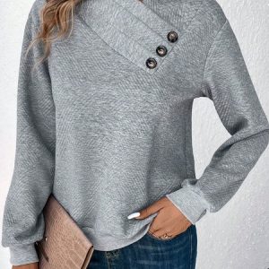 Casual Plain Sweatshirt, Hoodies & Sweatshirts, color:Gray|size:XXL, Noracora