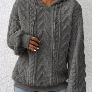 Plain Hoodie Casual Flannel Hoodie, Sweatshirts & Hoodies, color:Gray|size:XXL, JustFashionNow