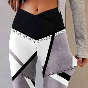Tight Color Block Casual Leggings, Leggings, color:Multicolor|size:XXL, JustFashionNow