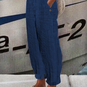 Women Casual Stripe Loose Pockets Elastic Waist Pants Ankle Length Pants, Pants, Roselinlin - Online Catalog