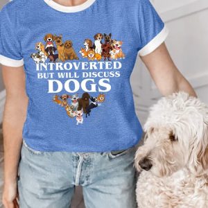 Lilicloth X Funnpaw Women's Introverted But Will Discuss Dogs Regular Fit Casual T-Shirt, color:Blue|size:L, Lilicloth.com