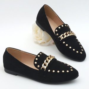 Chain Rivet Decor Urban Black Loafers, Loafers, color:Black|size:43, Stylewe