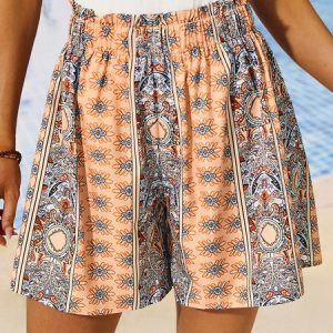 Loose Ethnic Boho Shorts, Shorts, color:Khaki|size:XXL, JustFashionNow