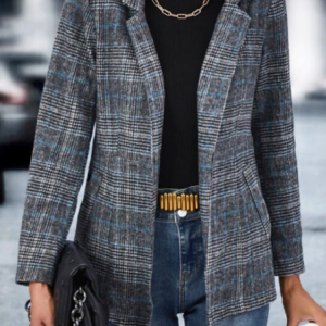Geometric Lapel Collar Casual Loose Coat, Blazers, color:Multicolor|size:XXL, JustFashionNow