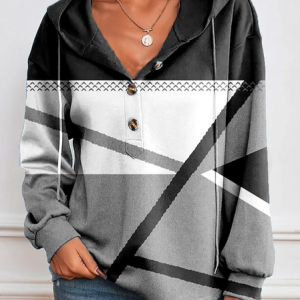 Loose Color Block Casual Hoodie, Sweatshirts & Hoodies, color:Black|size:XXL, JustFashionNow