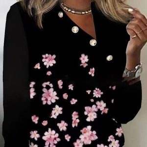 Casual Floral Square Neck Regular Fit T-Shirt, T-Shirts, color:Color4|size:3XL, JustFashionNow