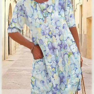 Casual Crew Neck Dress With No Belt, Dresses, color:Green|size:XXL, JustFashionNow