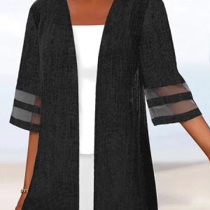 Casual Wrap Plain Loose Kimono, Kimono, color:Black|size:XXL, catalog Noracora shop