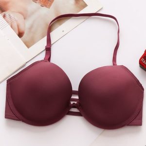 Knitted Sexy Plain Bra & Bralette, Lingeries, color:Wine Red|size:38/85C, Noracora