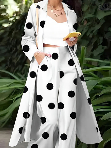 Plus Size Shirt Collar Loose Polka Dots Casual Blouse, Plus Tops, color:White|size:4X, Stylewe