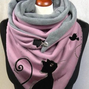 Pink Gift Soft Triangle Scarves, Women Scarves & Shawls, color:Cat|size:One-size, JustFashionNow