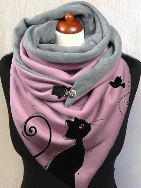 Pink Gift Soft Triangle Scarves, Women Scarves & Shawls, color:Cat|size:One-size, JustFashionNow