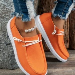 Orange Casual Plain Color Massage Insole Sports Sailing Shoes, Flats, color:Orange|size:43, JustFashionNow