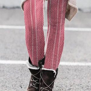 Geometric Casual Tight Legging, Leggings, color:Pink|size:XXL, JustFashionNow