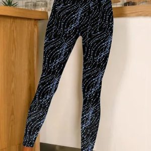 Women's Black legging Christmas Shinny Golend Glittering Print Thick Warm Elastic Leggings, Leggings, color:Blue|size:XXL, JustFashionNow