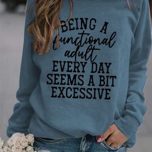 Casual Crew Neck Letter Pattern Sweatshirt, Hoodies & Sweatshirts, color:Blue|size:XXL, Noracora