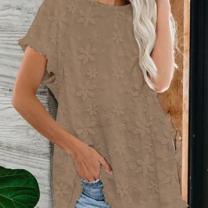 Women's Lace Tassel Casual Comfort Top, Shirts & Blouses, color:Khaki|size:XXL, JustFashionNow
