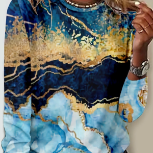 Women's Abstract Art Graphic Printing Crew Neck Casual Regular Fit Abstract Shirt, color:As Picture|size:3XL, Lilicloth.com