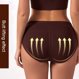 Breathable Seamless Woven High Waist Casual Underwear, Briefs, color:Coffee|size:XL, JustFashionNow