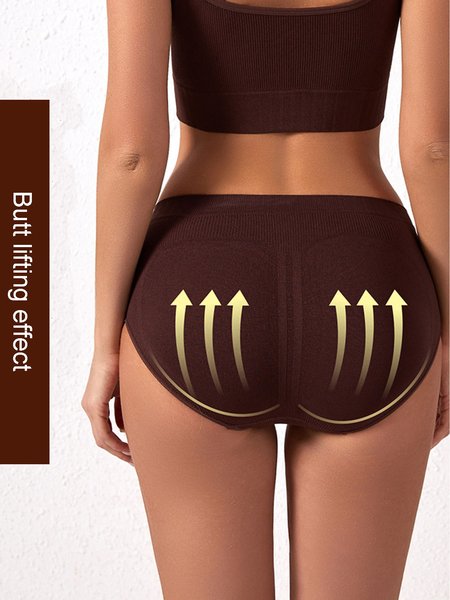 Breathable Seamless Woven High Waist Casual Underwear, Briefs, color:Coffee|size:XL, JustFashionNow