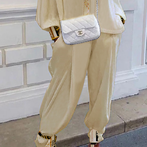 Loose Color Block Urban Fashion Long Pants, Pants, color:Apricot|size:XXL, Stylewe