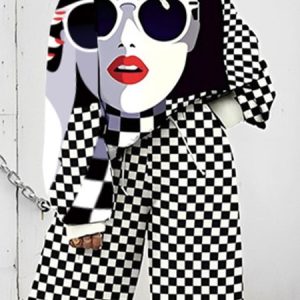 Loose Plaid Urban Long Sleeve Sweatshirt, Hoodies and Sweatshirts, color:Black-white|size:XXL, Stylewe
