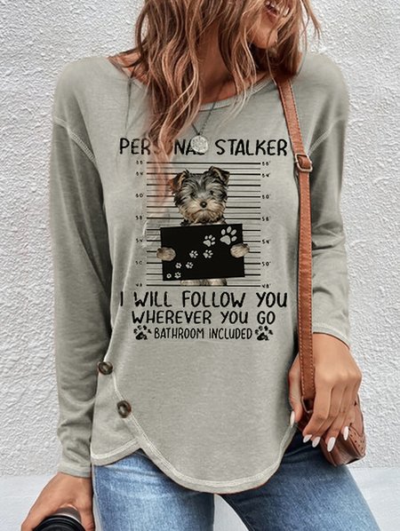 Personal Stalker I'll Follow You Wherever You Go T-Shirt, T-Shirts, color:Light Gray|size:XXL, JustFashionNow