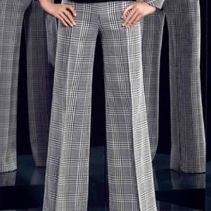 Plaid Regular Fit Urban Wide leg Pants, Pants, color:Black-white|size:XXL, Stylewe