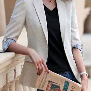 Plain Buckle Casual Blazer, Blazers, color:Apricot|size:4XL, JustFashionNow
