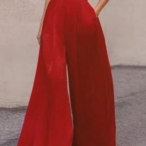 Regular Fit Urban Plain Fashion Pants, Pants, color:Red|size:XXL, Stylewe