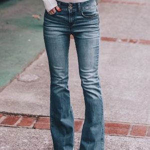 Slim-fit denim flared Jeans, Bottoms, color:Blue|size:4XL, JustFashionNow