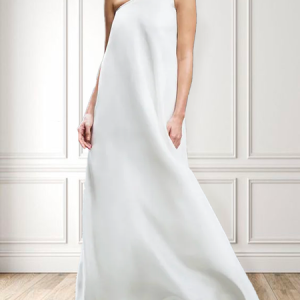 Plain One Shoulder Elegant Regular Fit Wedding Party Dress, Maxi Dresses, color:White|size:XXL, Stylewe
