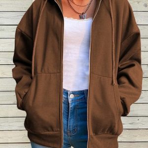 Casual Hoodie Plain Hoodie, Hoodies & Sweatshirts, color:Coffee|size:XXL, Noracora