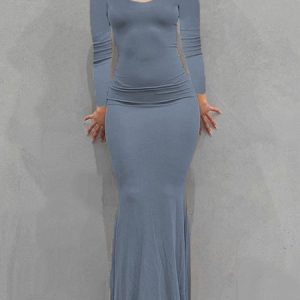 Regular Fit Dress, Dresses, color:Blue|size:3XL, JustFashionNow