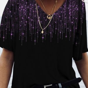 Casual Abstract Regular Fit Crew Neck T-Shirt, T-Shirts, color:Purple|size:3XL, JustFashionNow