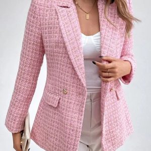 Lapel Collar Casual Loose Blazer, Blazers, color:Pink|size:XXL, JustFashionNow