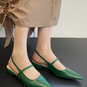 Urban Cross Stripes Set of Feet Pointed Toe Back Empty Shoes, Flats, color:Green|size:39, Stylewe