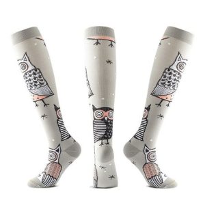 Halloween Spooky Pattern Mid-Calf Socks, Socks, color:white-gray|size:L, JustFashionNow