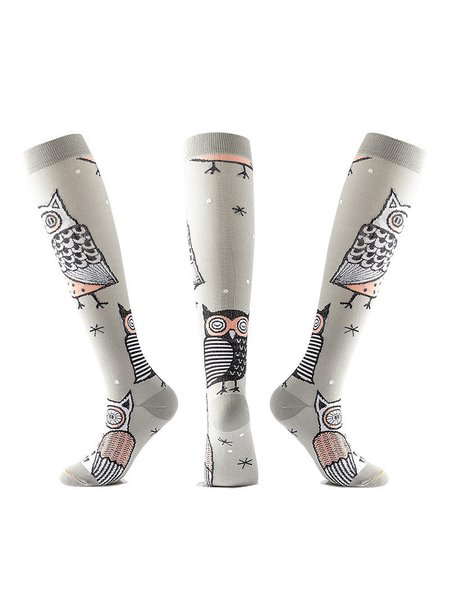 Halloween Spooky Pattern Mid-Calf Socks, Socks, color:white-gray|size:L, JustFashionNow