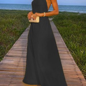 Fashion Sexy Strapless Strapless Suspender Dress Wedding Party Elegant Women's Wear, Formal Dresses, color:Black|size:XXL, JustFashionNow